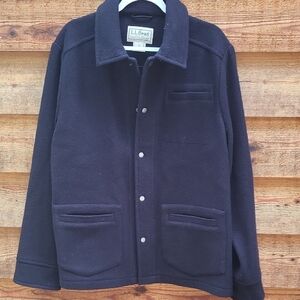 L.L. Bean Wallace & Barnes Navy Lightweight Shirt Jacket Wool L EUC